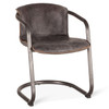 Industrial Loft Metal and Leather Dining Chair Antique Ebony