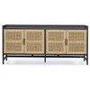 Caprice Black Wash Mango Woven Cane 4 Door Sideboard 72"