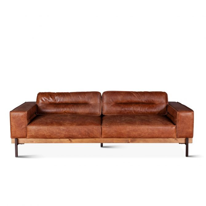 Loft Industrial Cocoa Leather Sofa 95