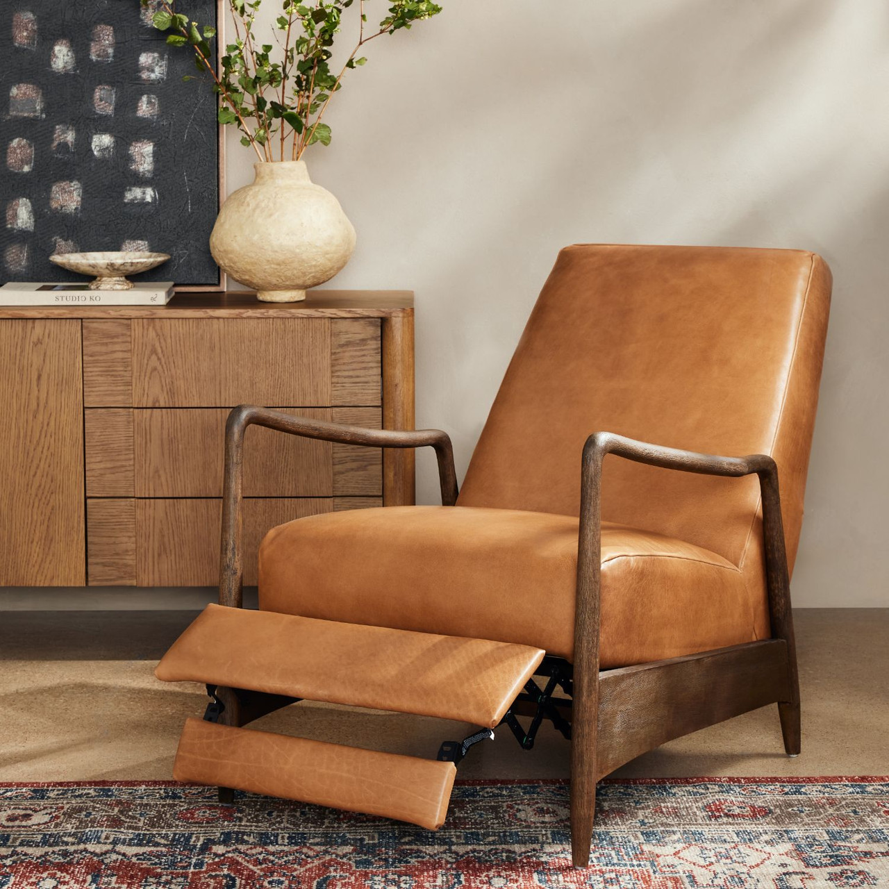 Braden Dakota Warm Taupe Leather Recliner Zin Home