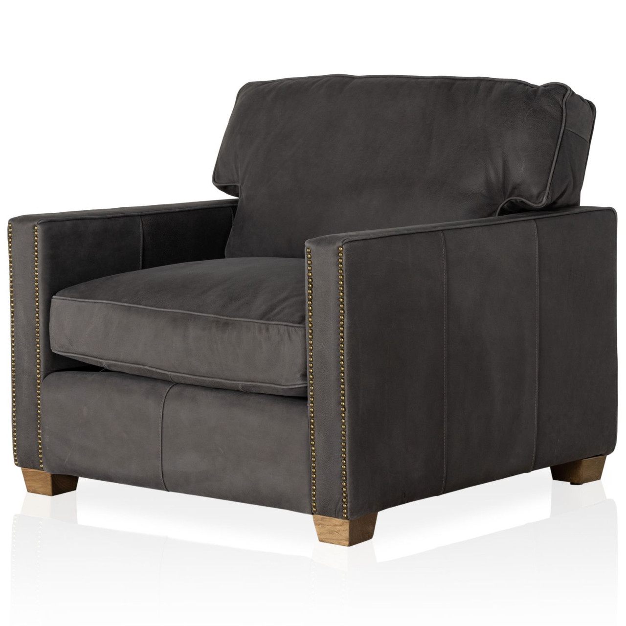 Larkin Heritage Graphite Leather Club Chair Zin Home