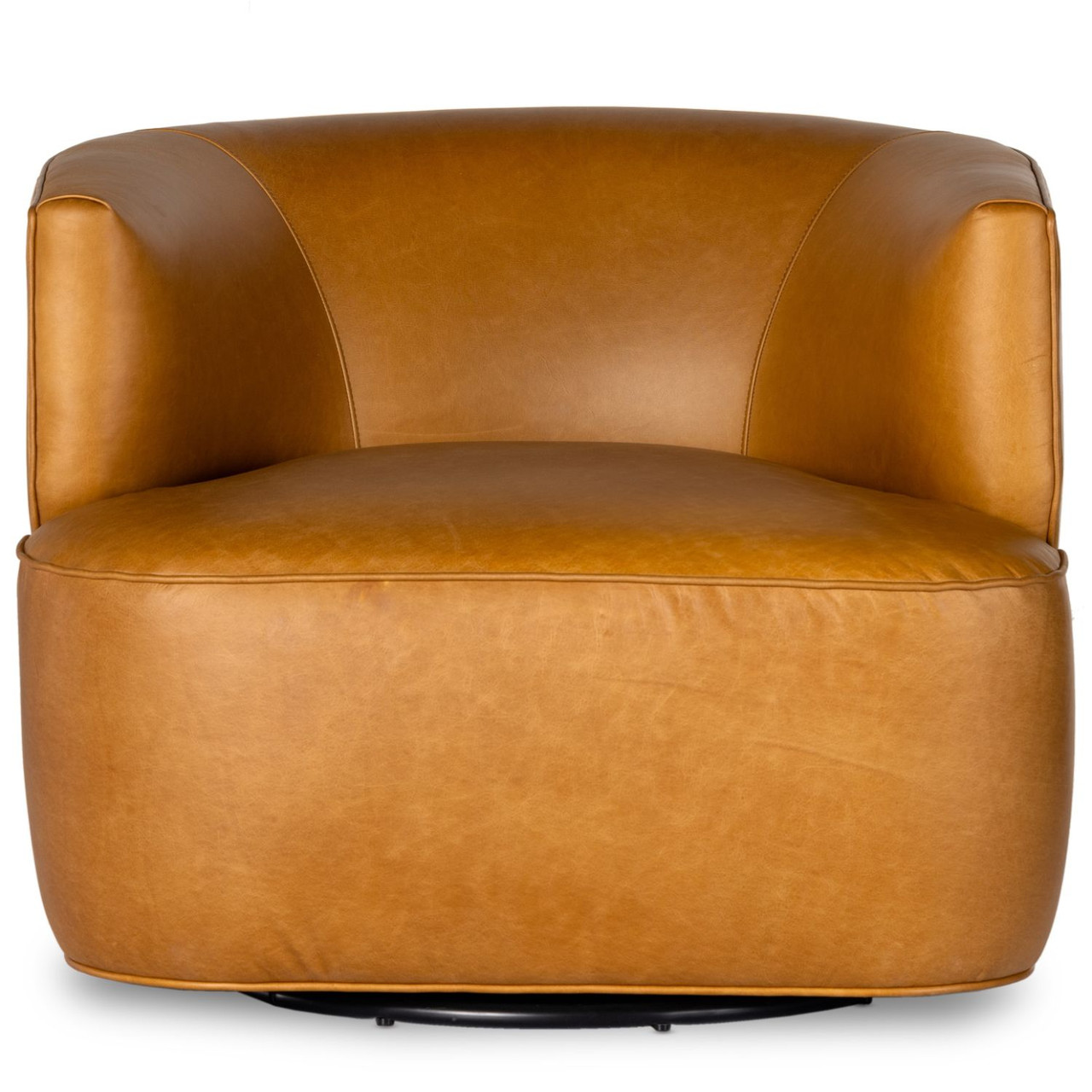 Mila Ontario Camel Leather Swivel Chair Zin Home