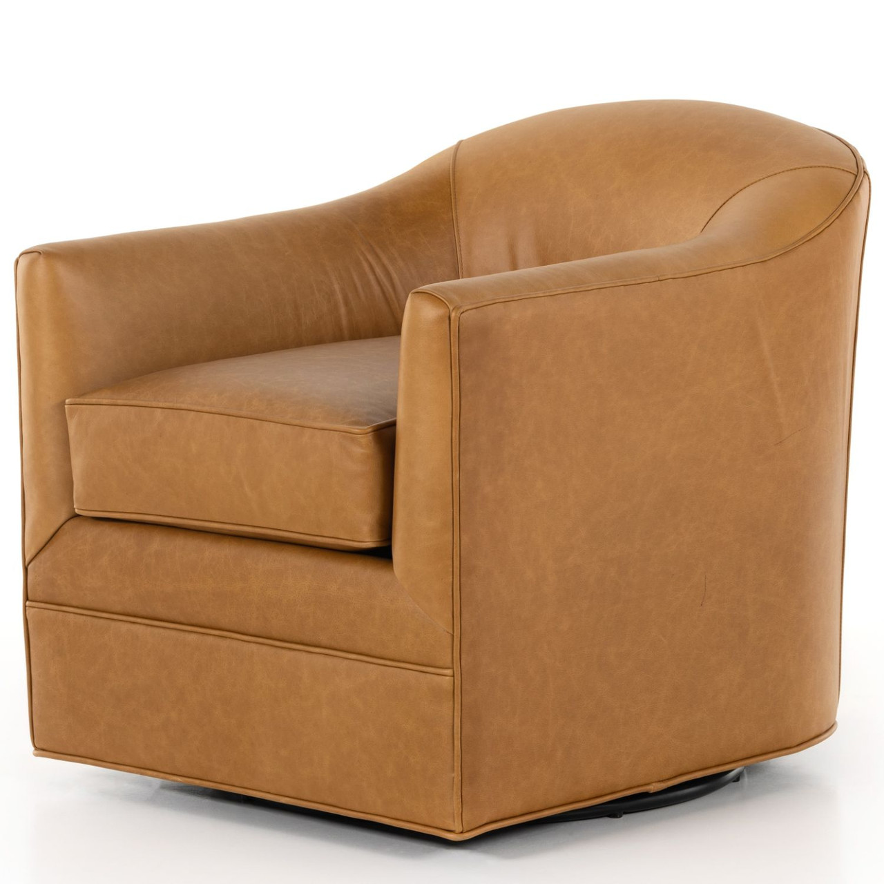 Quinton Ontario Camel Leather Swivel Chair Zin Home