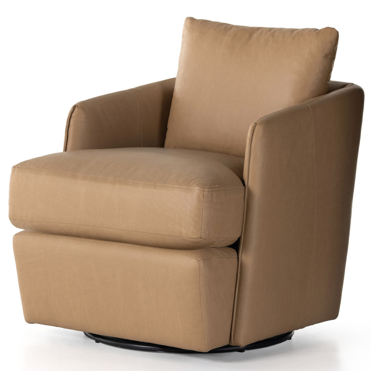 Whittaker Nantucket Taupe Leather Swivel Chair Zin Home