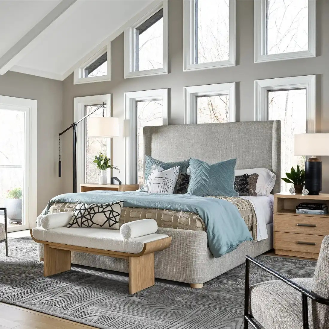 Modern Hollywood Regency White Alpaca Fur Bench | Zin Home