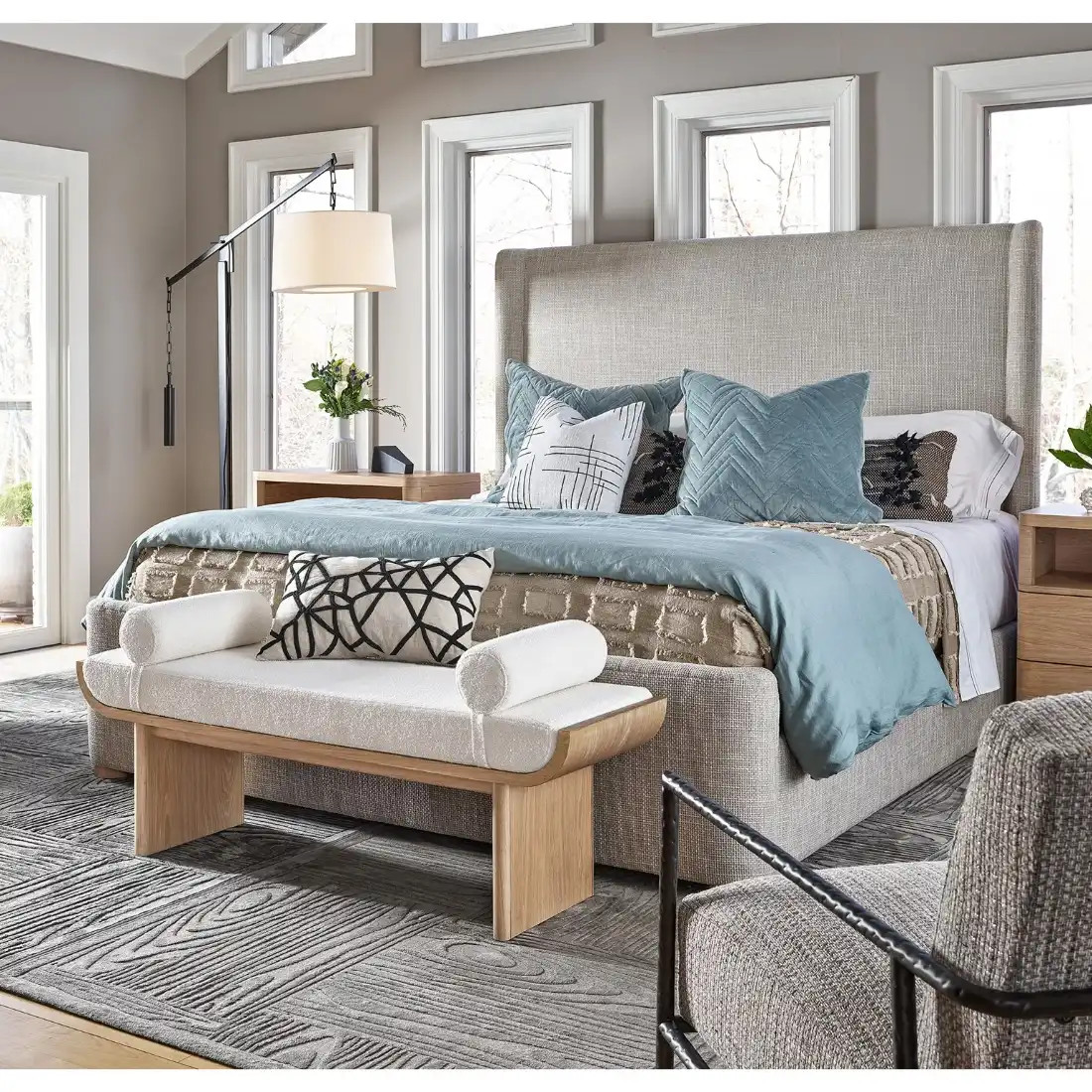 Modern Hollywood Regency White Alpaca Fur Bench | Zin Home