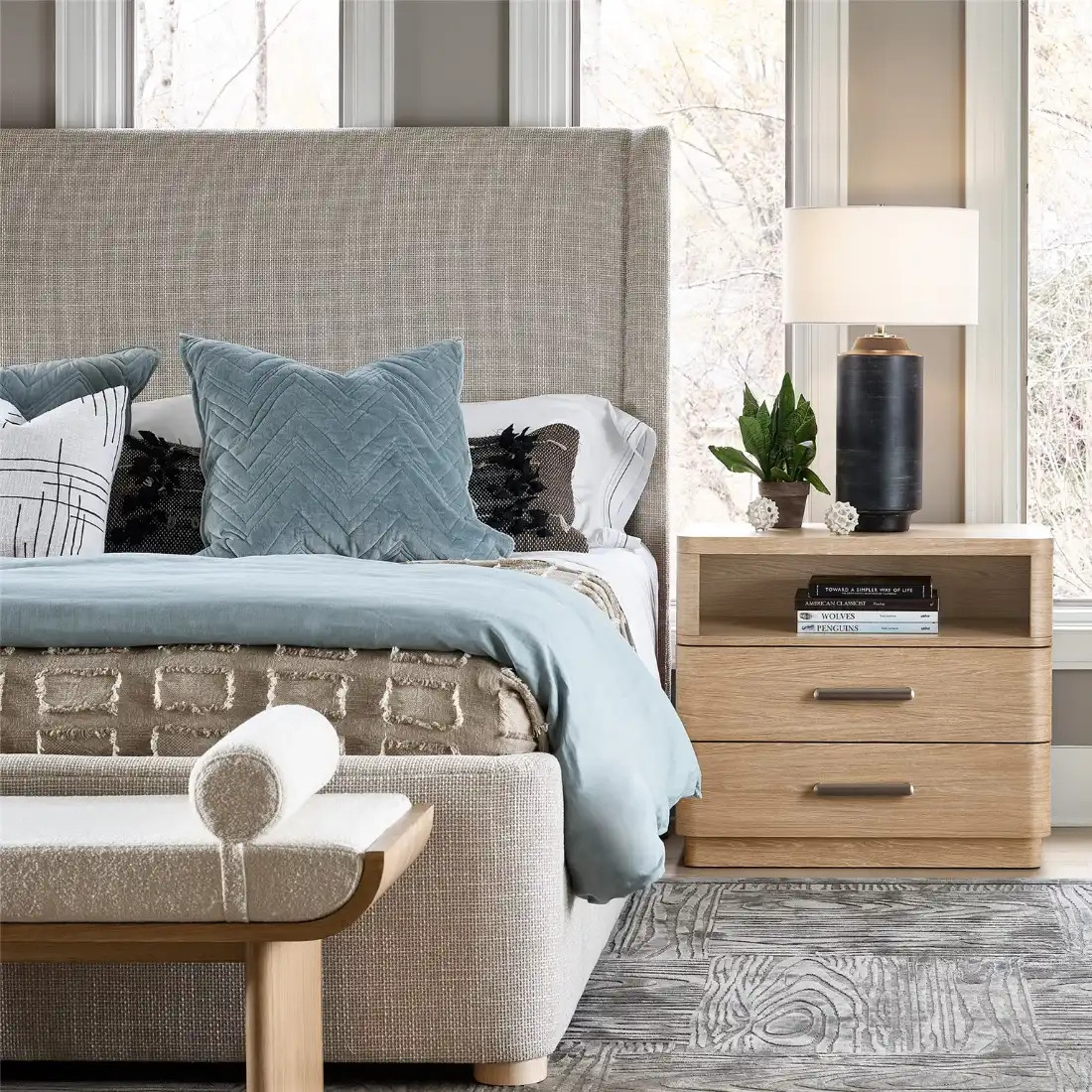 Modern Hollywood Regency White Alpaca Fur Bench | Zin Home