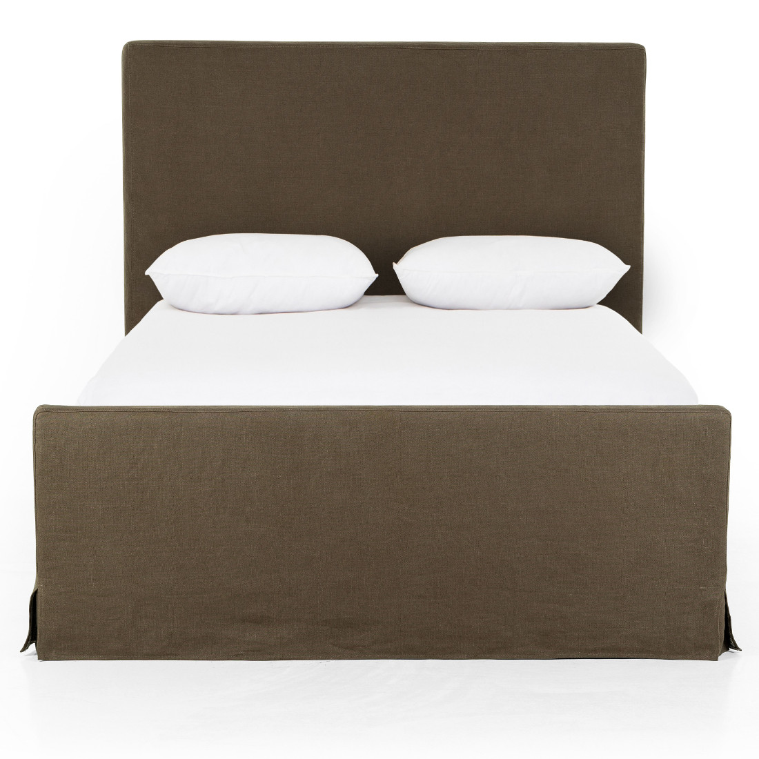 Daphne Brown Belgian Linen Slipcovered Queen Bed Zin Home