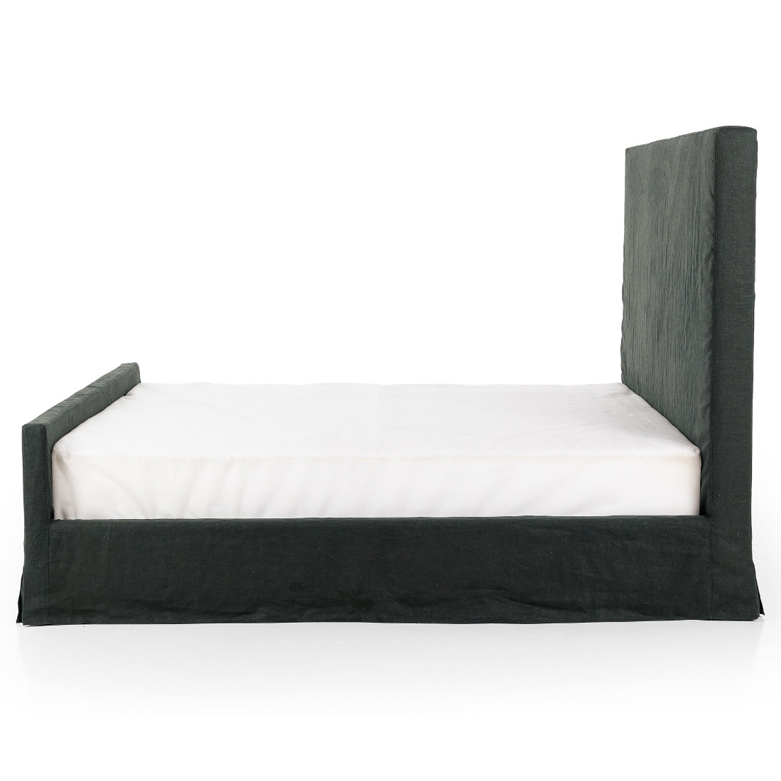 Daphne Black Belgian Linen Slipcovered Queen Bed Zin Home