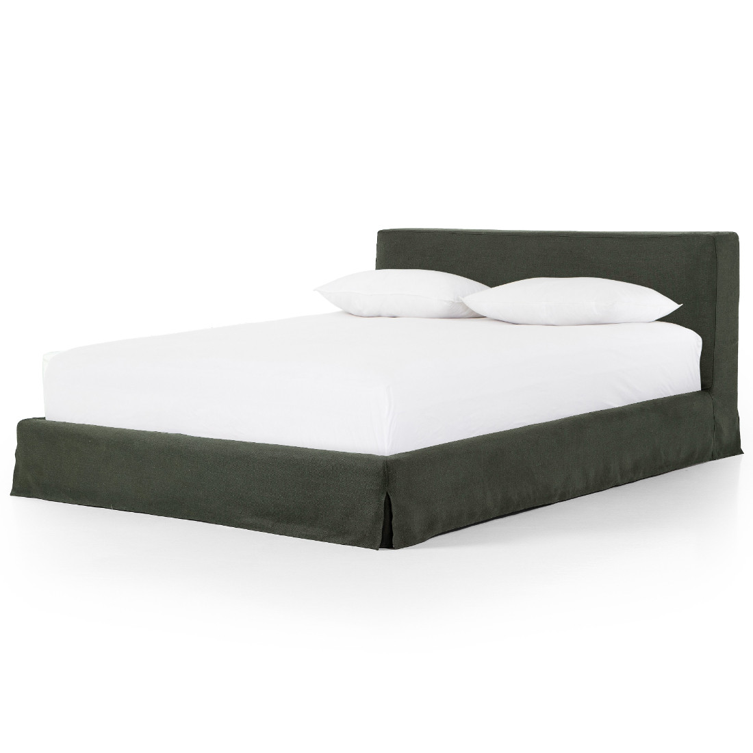 Aidan Black Belgian Linen Slipcovered King Bed Zin Home