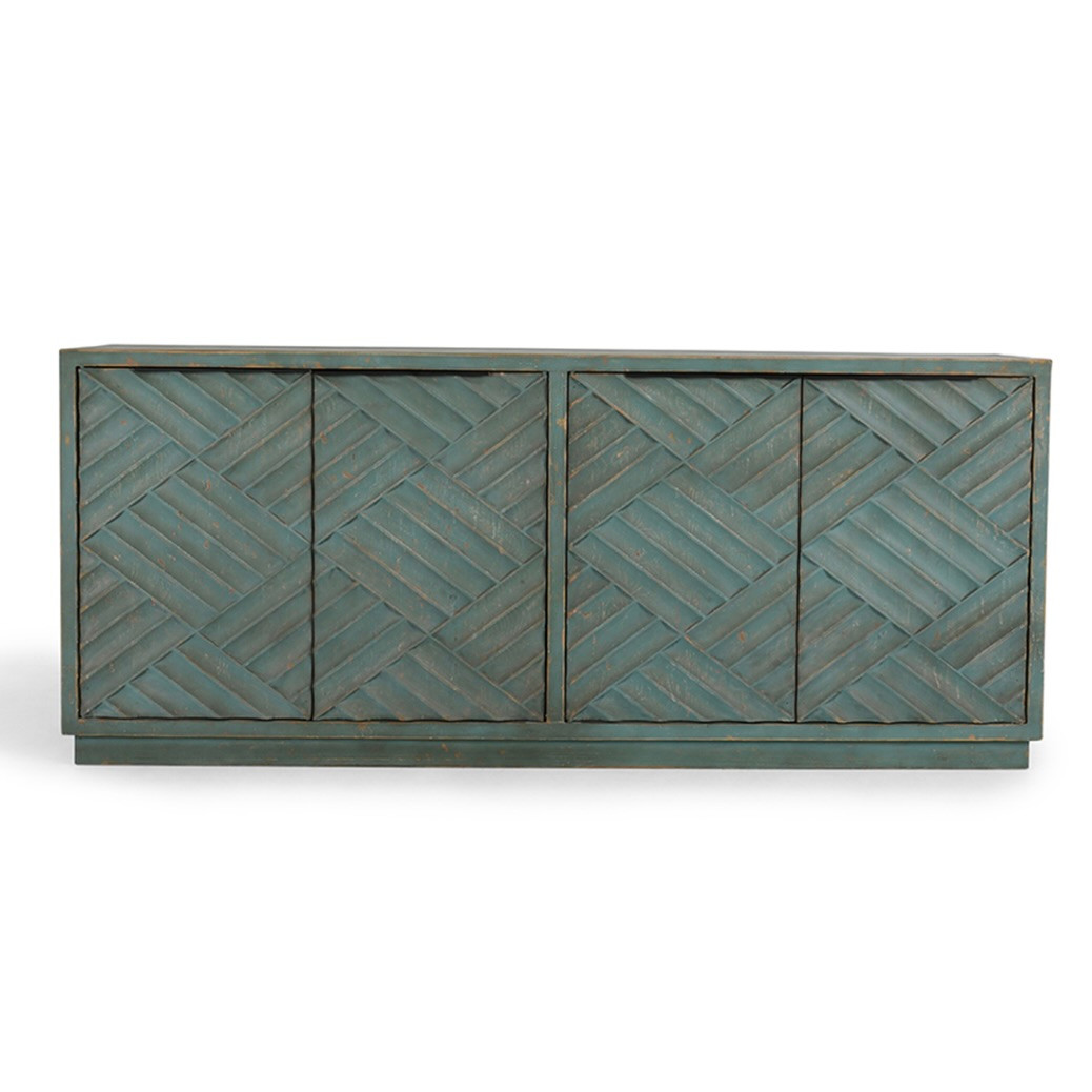 Mateo 4-Door Reclaimed Wood Teal Sideboard 90