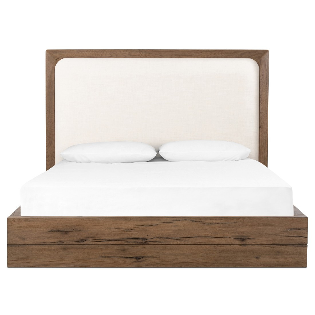 Henry Grey Reclaimed Oak Wood King Platform Bed Zin Home