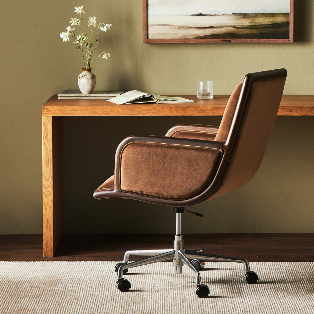 Samford Coco Brown Upholstered Office Desk Chair Zin Home
