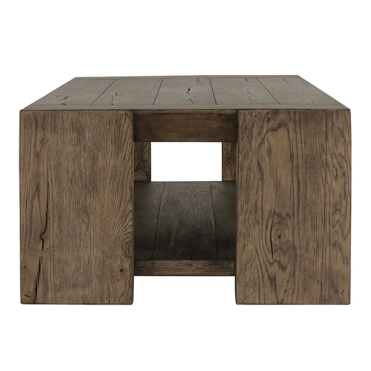 Troy Reclaimed Oak Coffee Table in Suede Brown 60