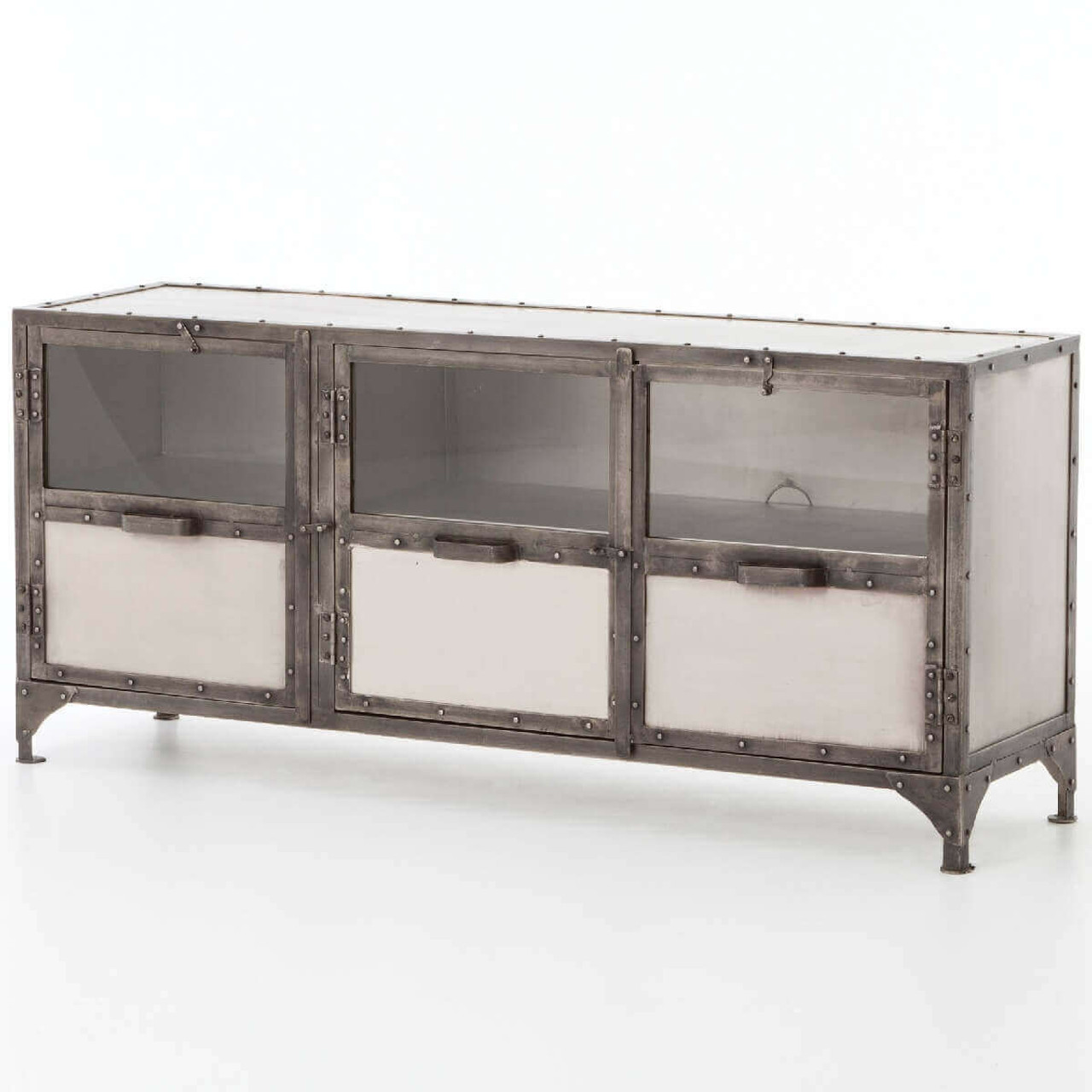 Element Industrial Tv Media Chest In Antique NIckel Finish Zin Home Element Industrial Iron Media Cabinet -Nickel - Element Industrial Tv Media Chest In Antique NIckel Finish Zin Home