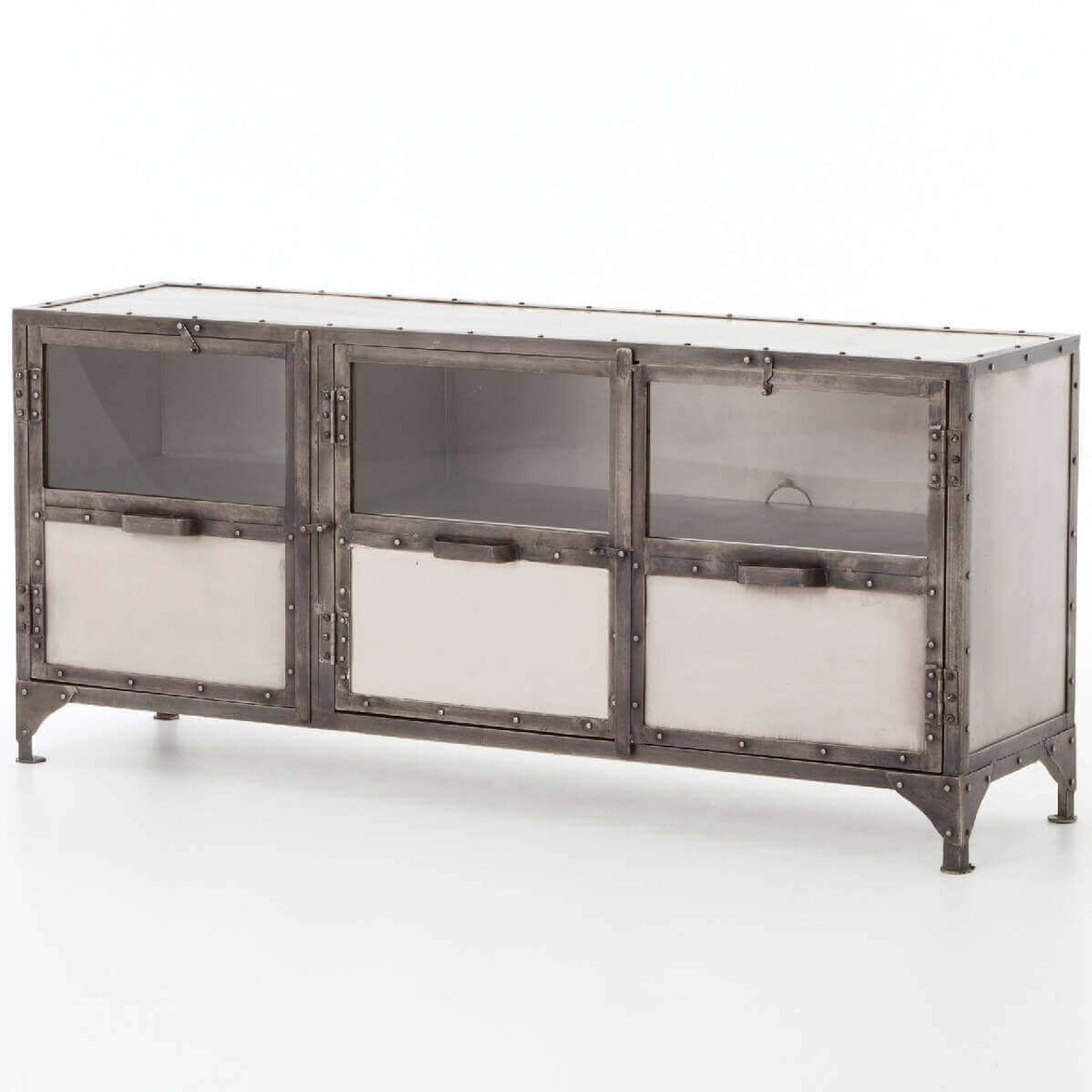 Element Industrial Tv Media Chest In Antique Nickel Finish Zin Home