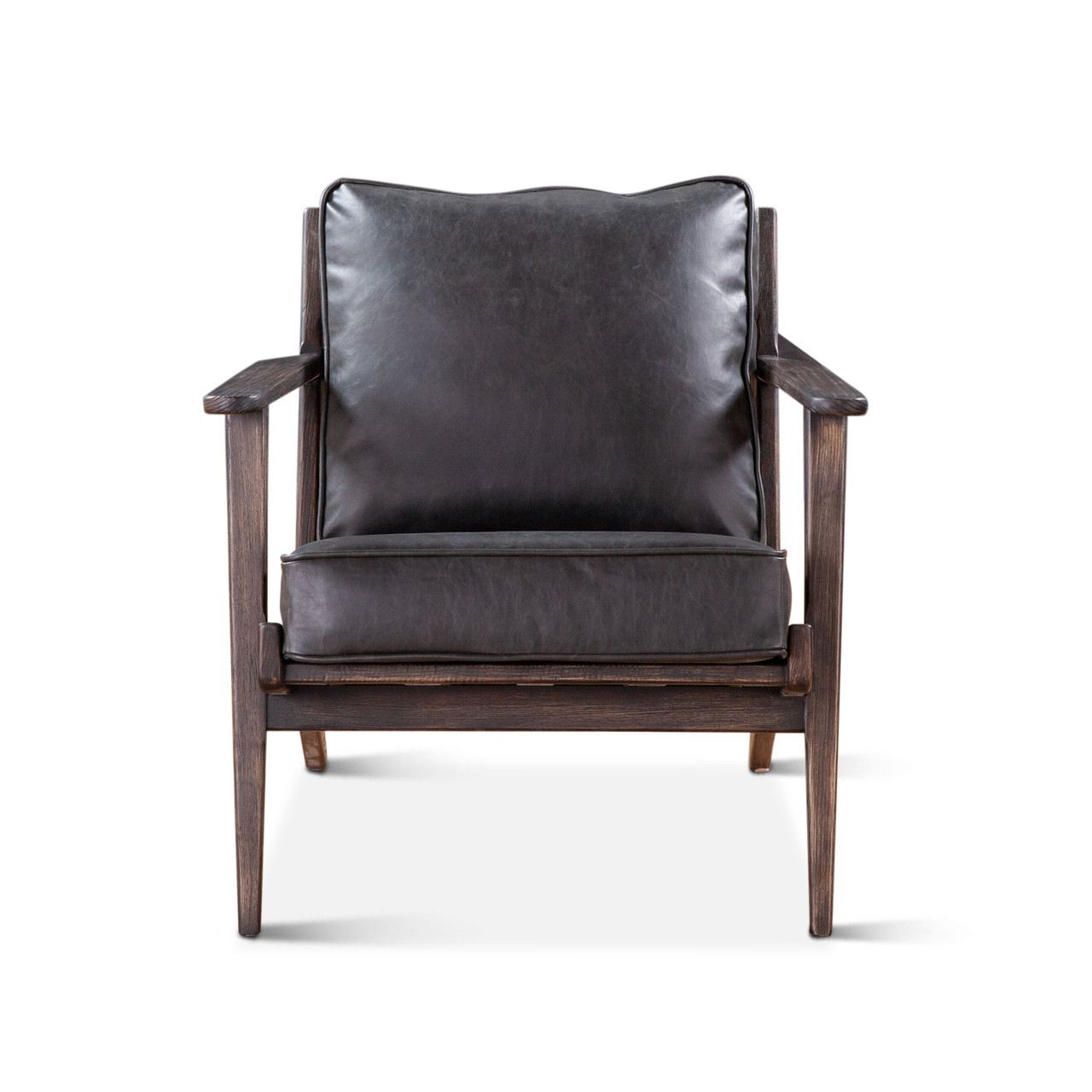 Brock Mid-Century Modern Black Leather Lounge Chair | Zin Home