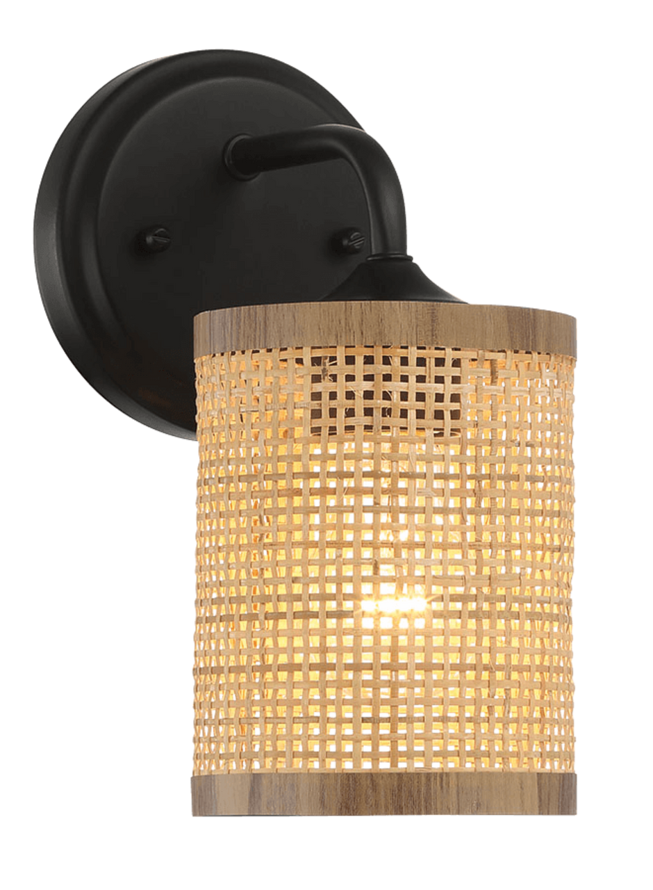Reef Single Lights Wall Sconce With Natural Rattan Shade