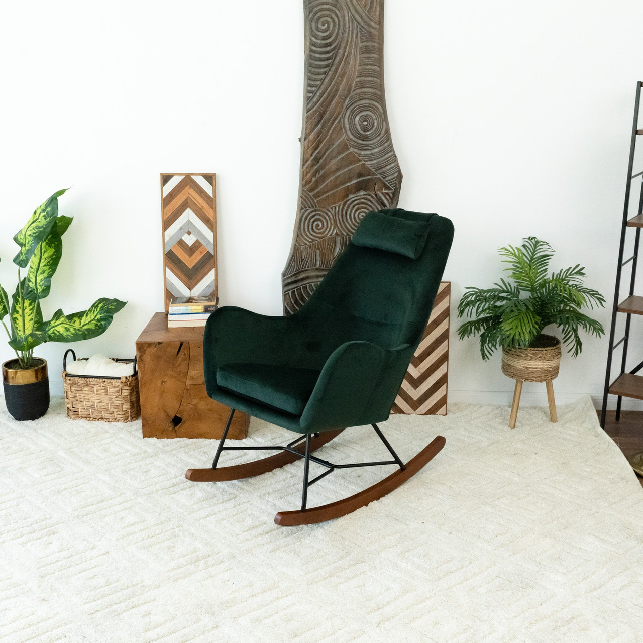 Chelsea Green Velvet Rocking Chair| Zin Home
