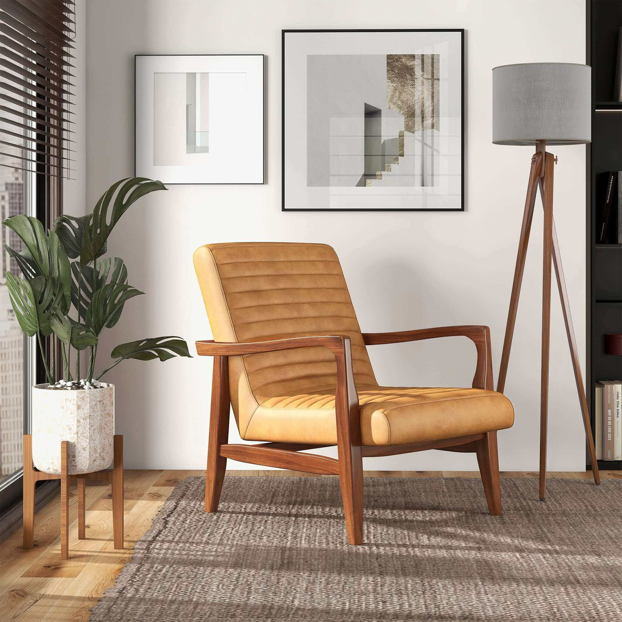 Micah Genuine Tan Leather Accent Chair| Zin Home