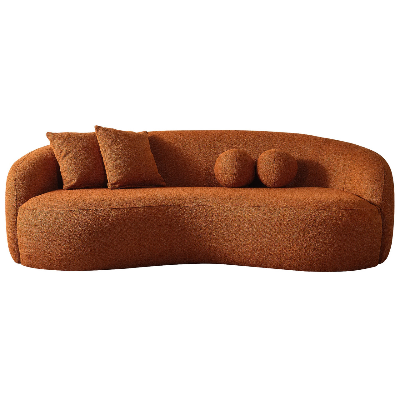 Drake Burnt Orange Japandi Style Curvy Boucle Sofa| Zin Home
