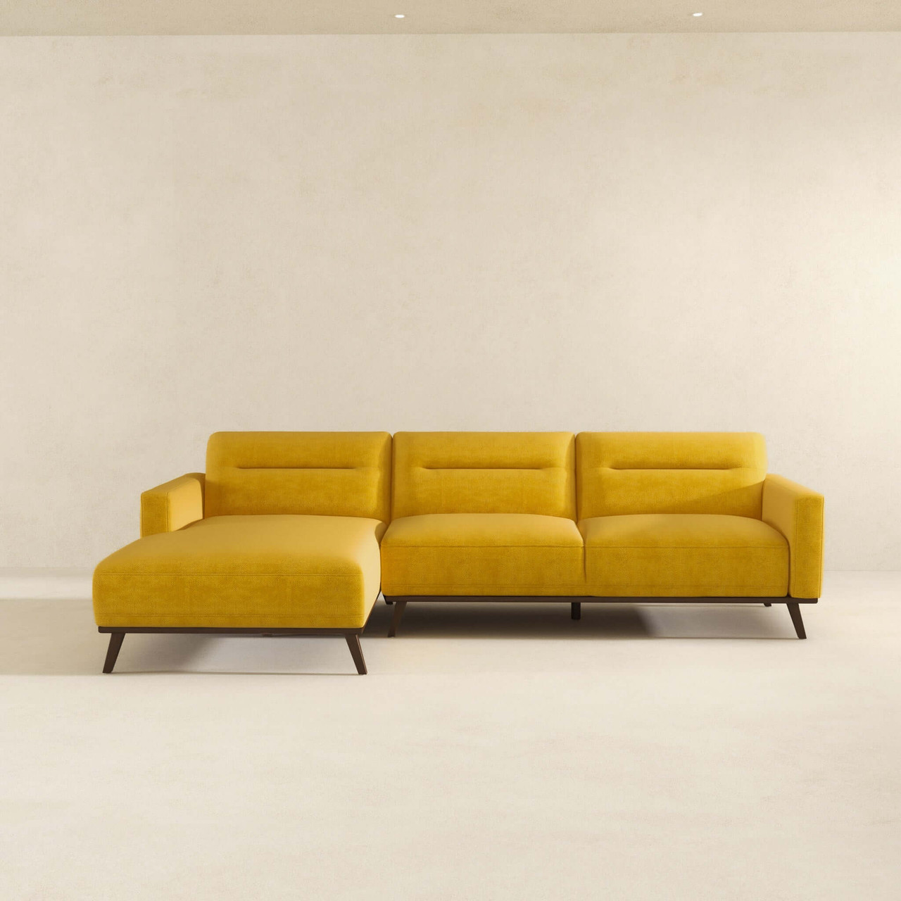 Ella L-Shaped Dark Yellow Linen Left Sectional Couch| Zin Home