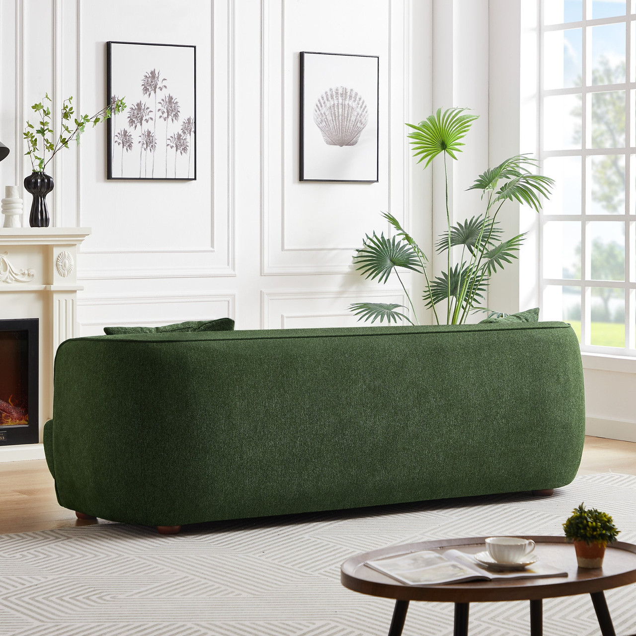 Larisa Mid Century Modern Linen Sofa - Green| Zin Home