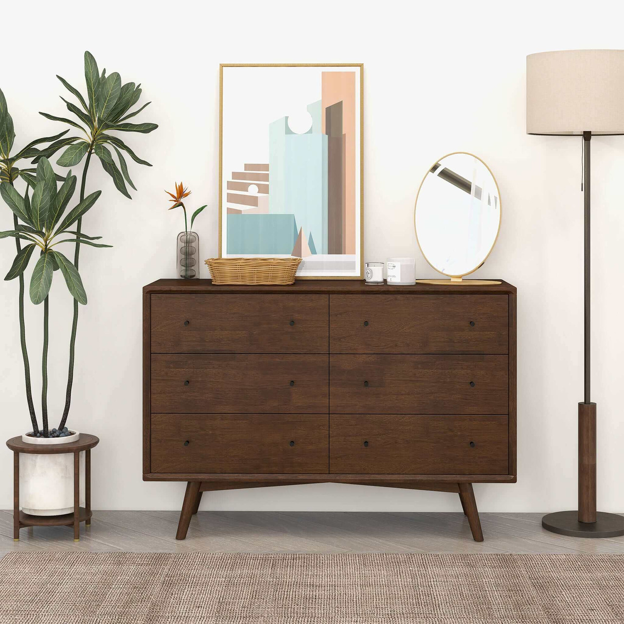 Mid Century Modern Walnut Dresser 6 Drawer| Zin Home