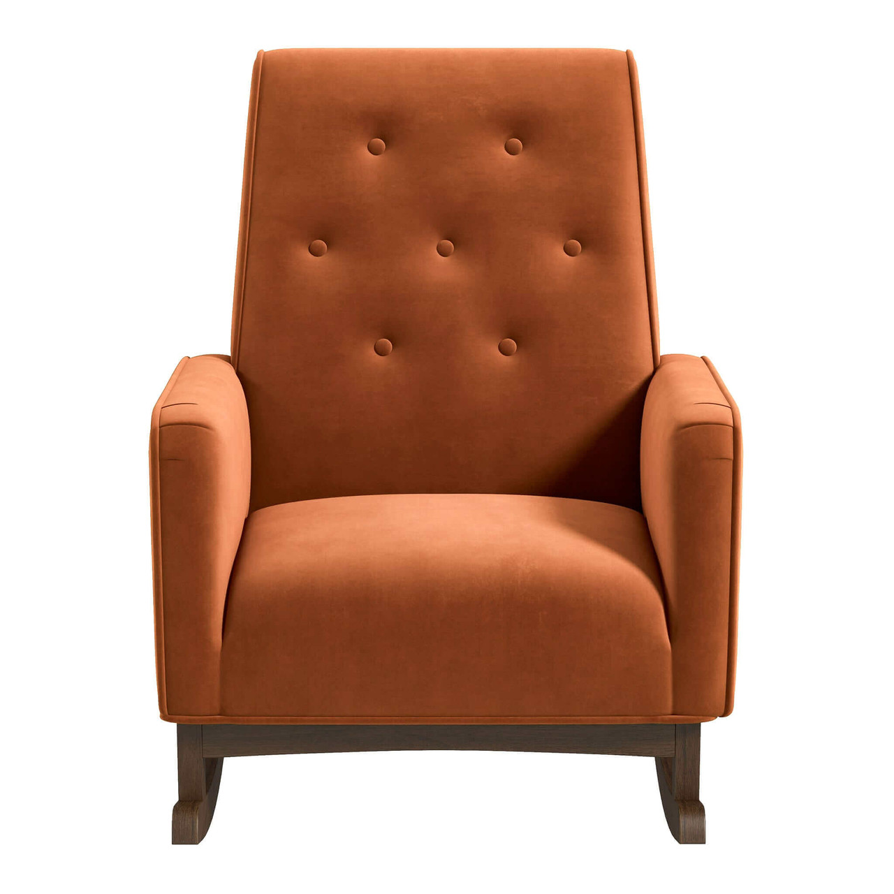 Demetrius Orange Velvet Solid Wood Rocking Chair| Zin Home