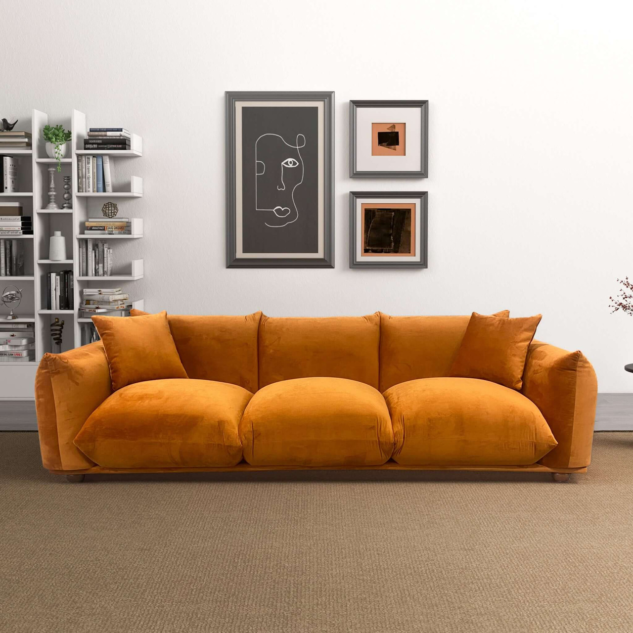 Arlo Burnt Orange Velvet Sofa| Zin Home