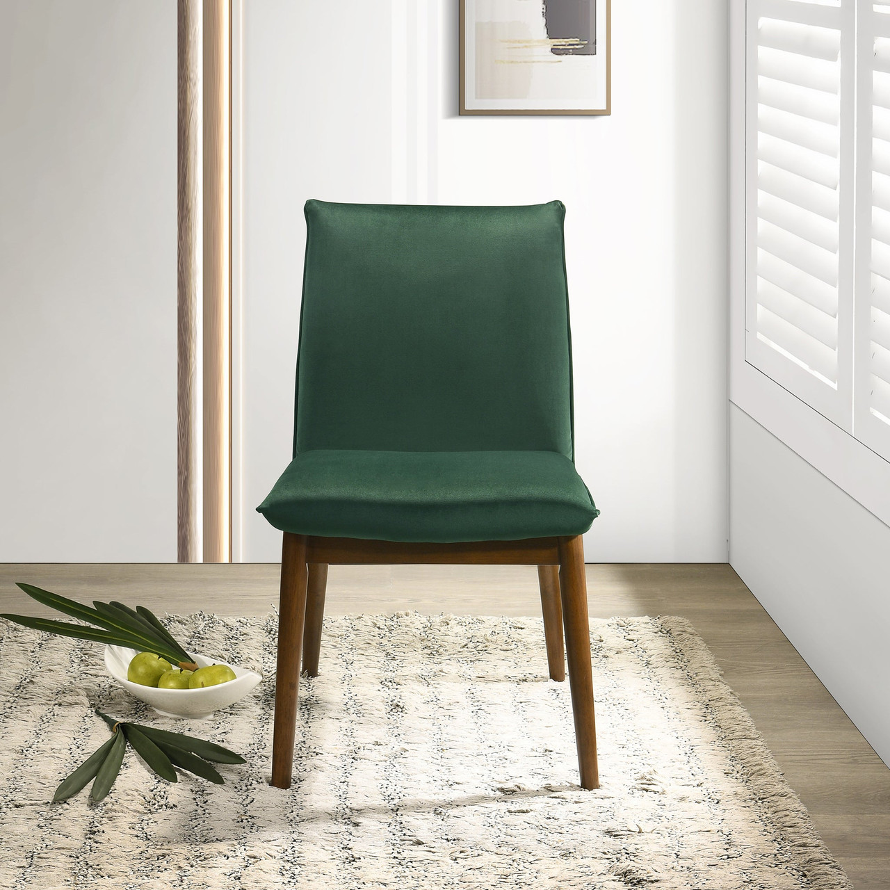 Monza Dark Green Velvet Dining Chair (Set Of 2)| Zin Home