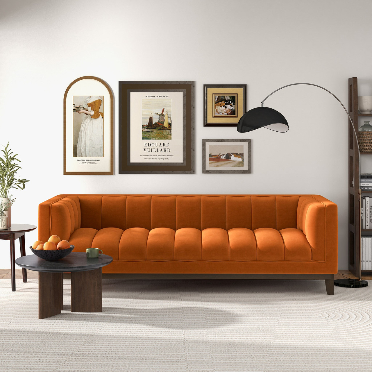 Melissa Mid-Century Orange Velvet Modern Sofa| Zin Home