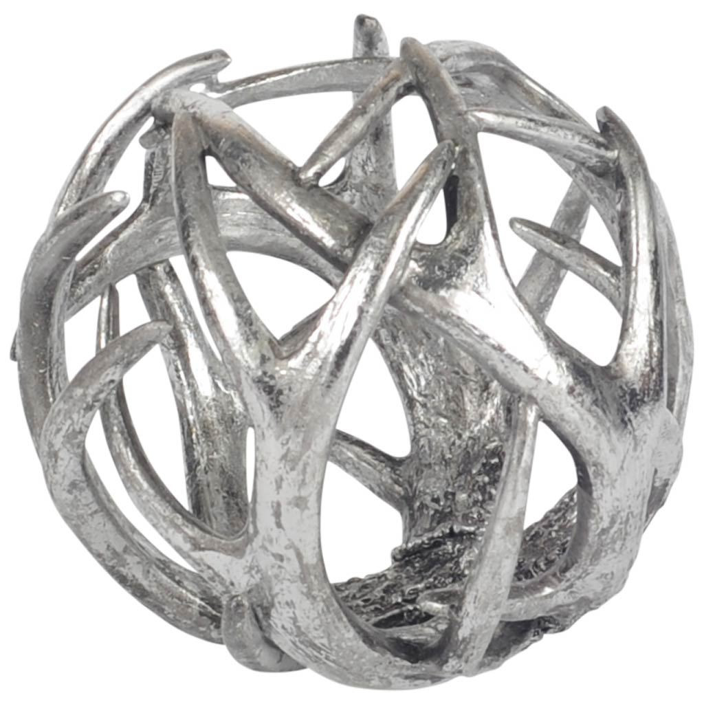 Ramus IV (Large) 7L x 7W Silver Antler Shaped Decorative Orb Ball | Zin ...