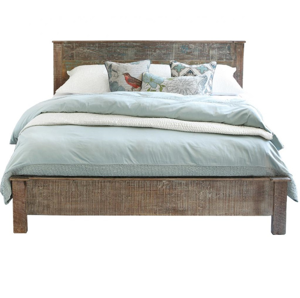 Hampton Rustic Teak Wood Queen Bed Frame Zin Home