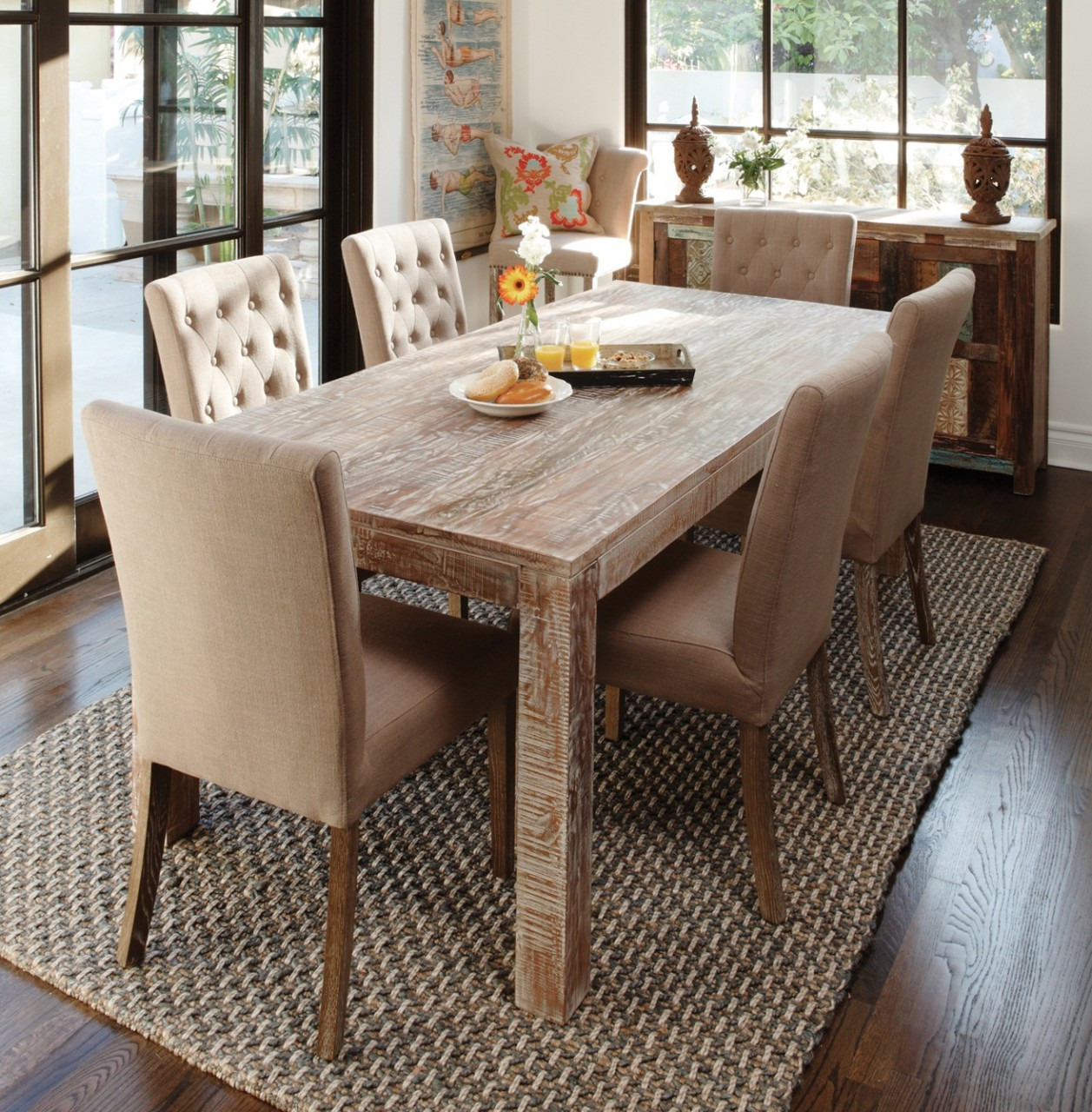 Hampton Teak Wood Farmhouse Dining Room Table 60" | Zin Home