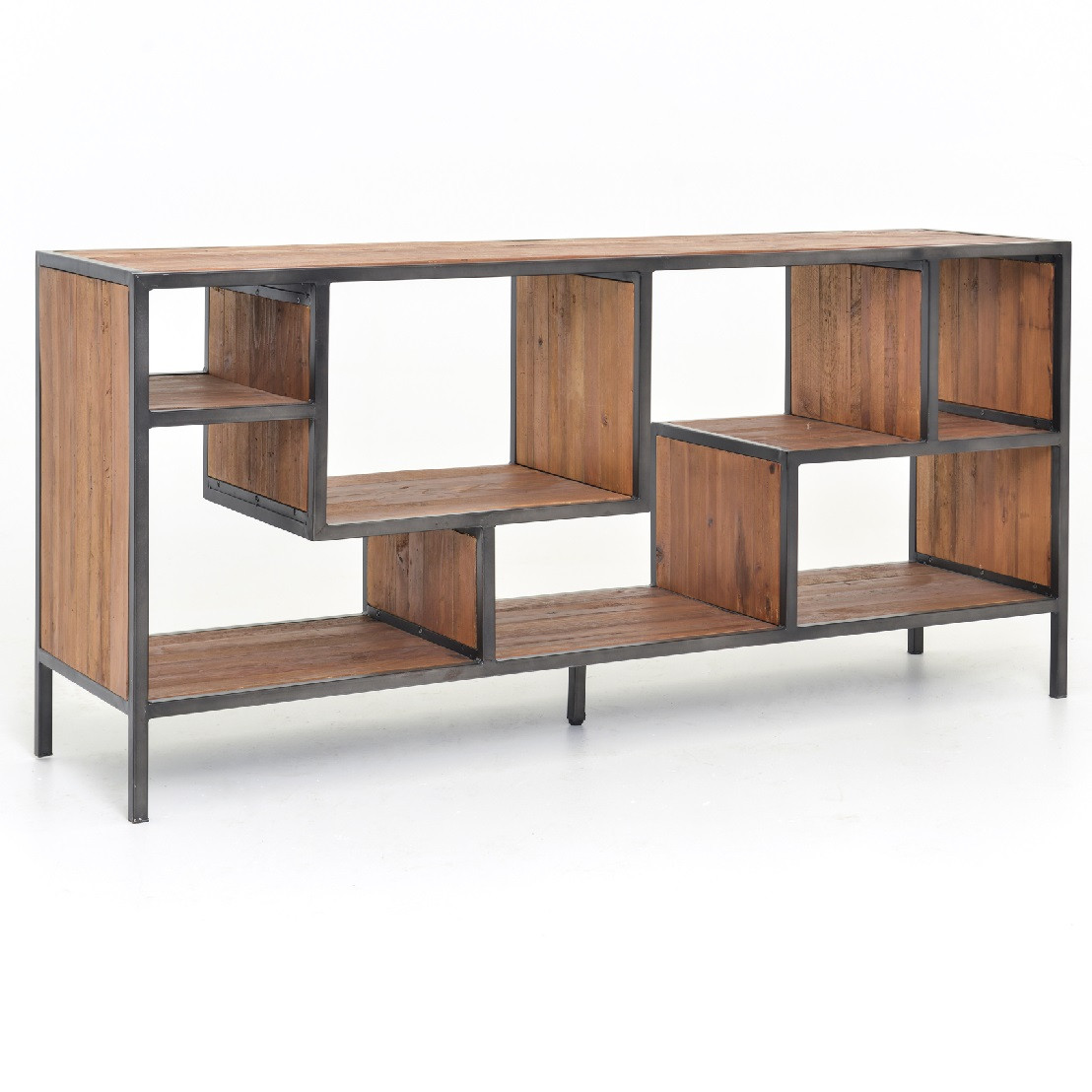 Geometric Reclaimed Pine + Iron Storage Console (60