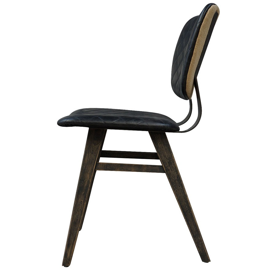Sloan Quilted Ebony Leather Dining Side Chair Zin Home