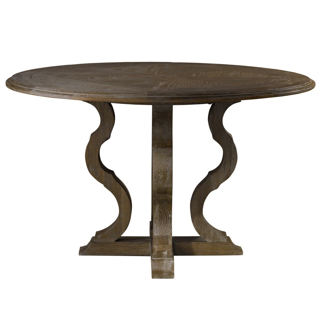 French Grey Oak Wood Round Pedestal Dining Table 50 Zin Home
