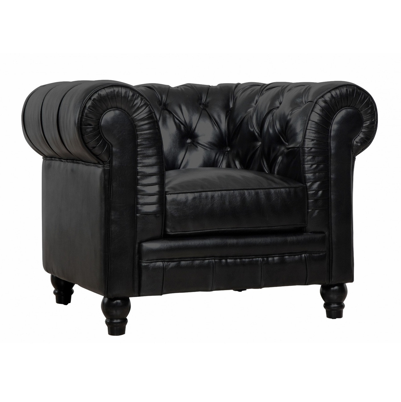 Zahara Black Leather Chesterfield Club Chair | Zin Home