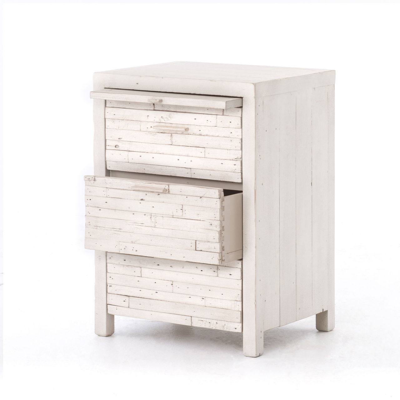 Coastal Reclaimed Wood White 3 Drawer Nightstand Zin Home