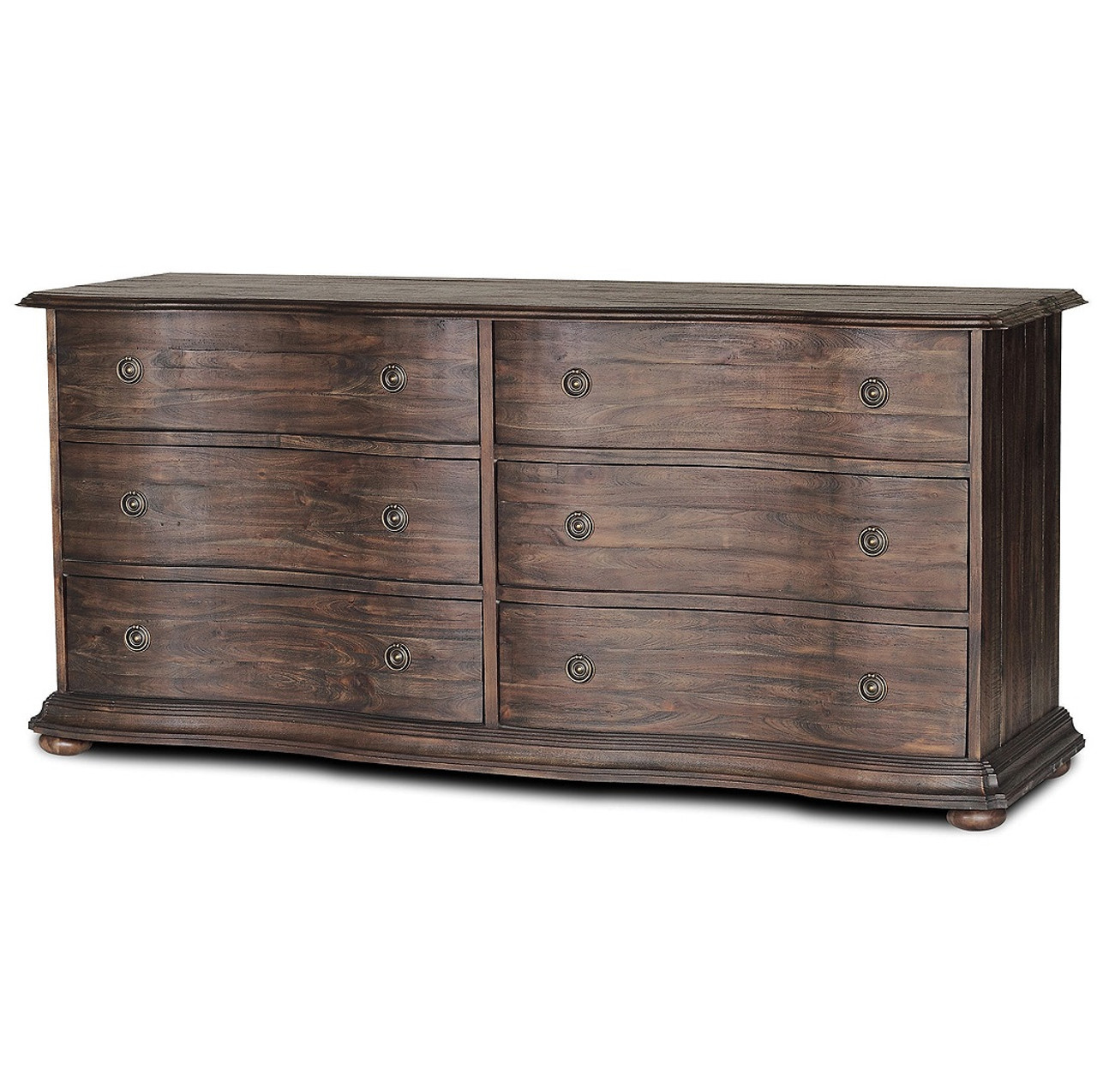 French Solid Wood Rubbed Black 6 Drawer Dresser Zin Home