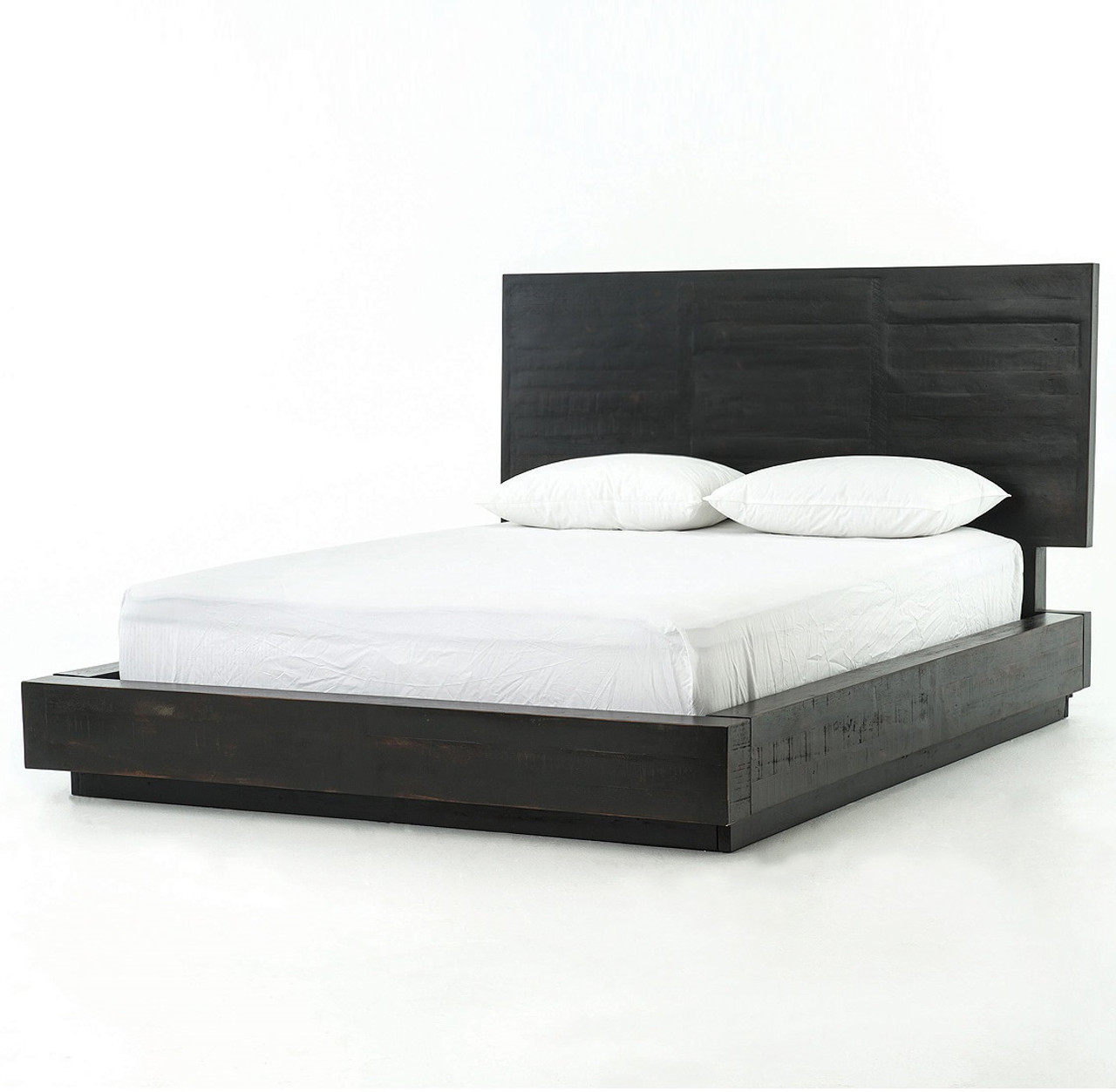 Modern Black Wood Queen Size Platform Bed Frame Zin Home