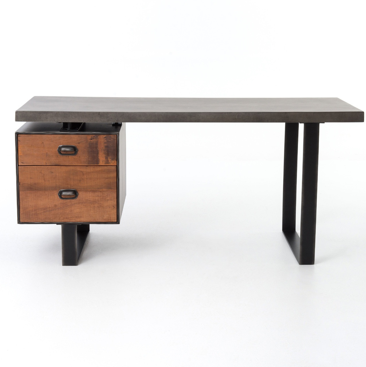 Clapton industrial concrete wood desk with file drawer