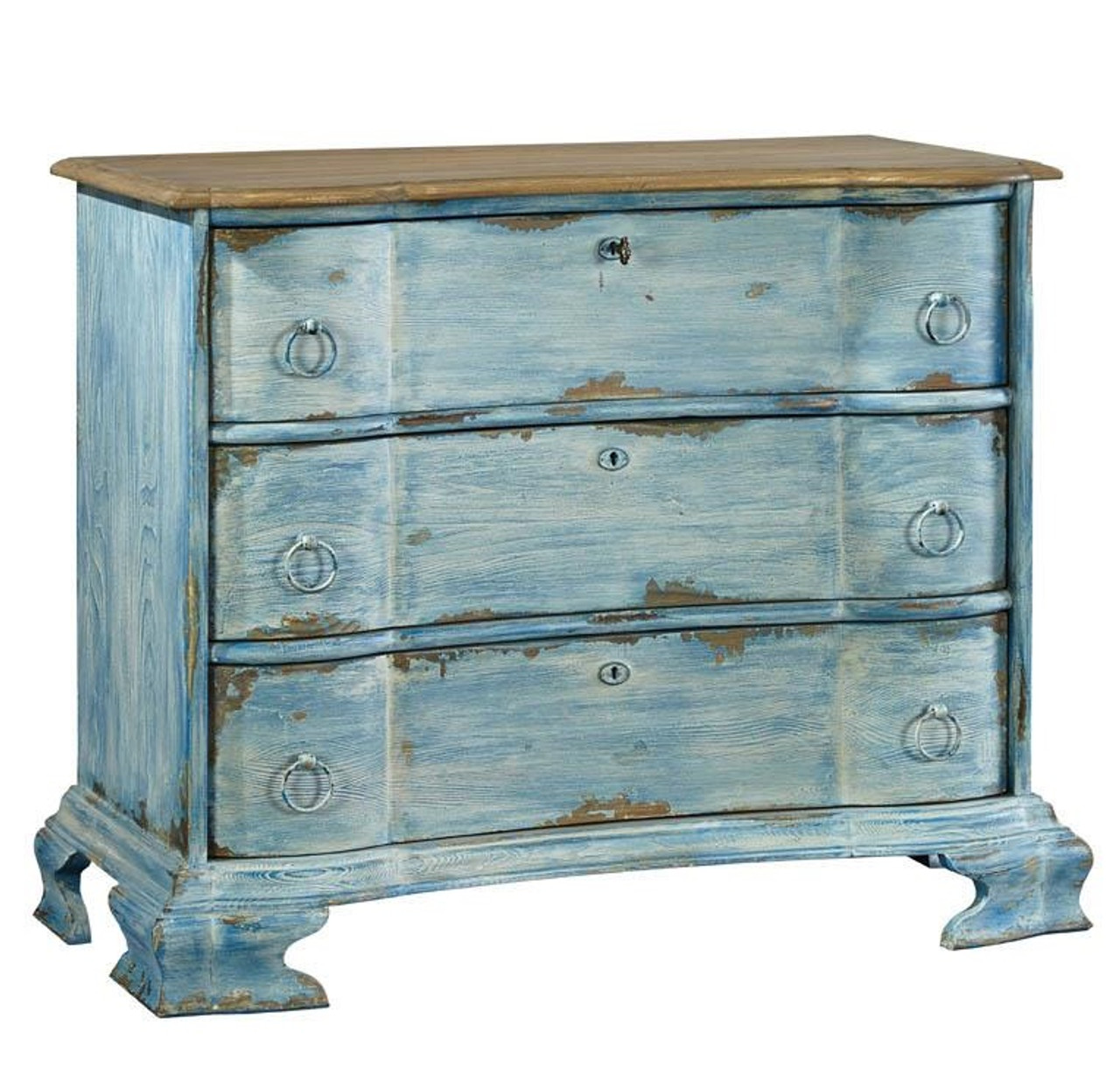 La Grande Vintage French Aged Blue 3 Drawer Chest Zin Home