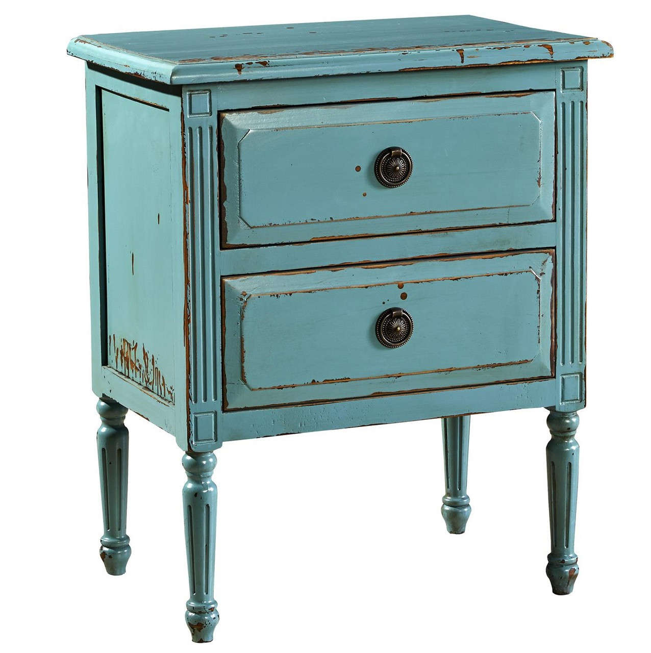 Jolie French Country Distressed Blue Oak Nightstand | Zin Home