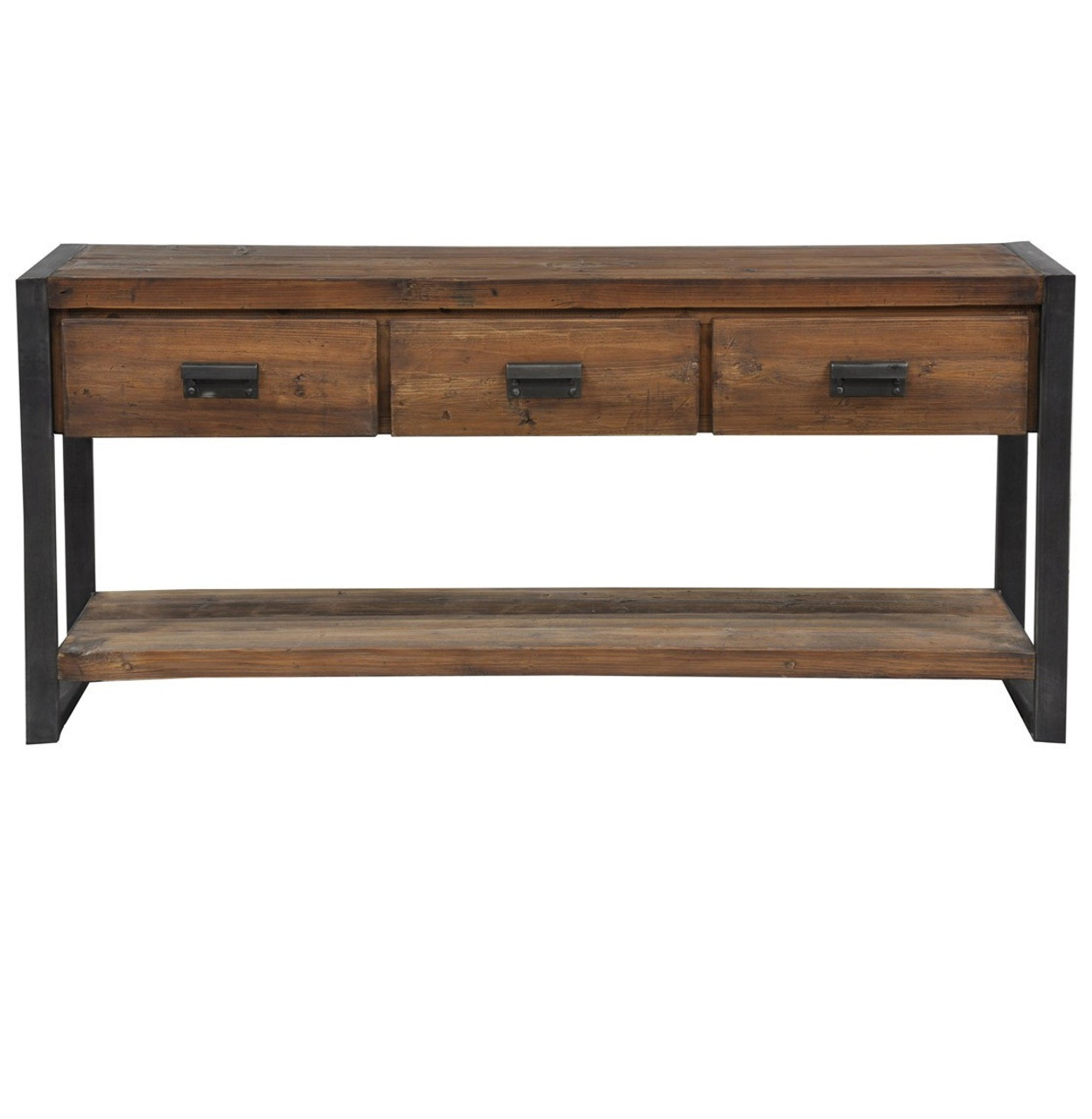 Rustic industrial 3 drawer console table