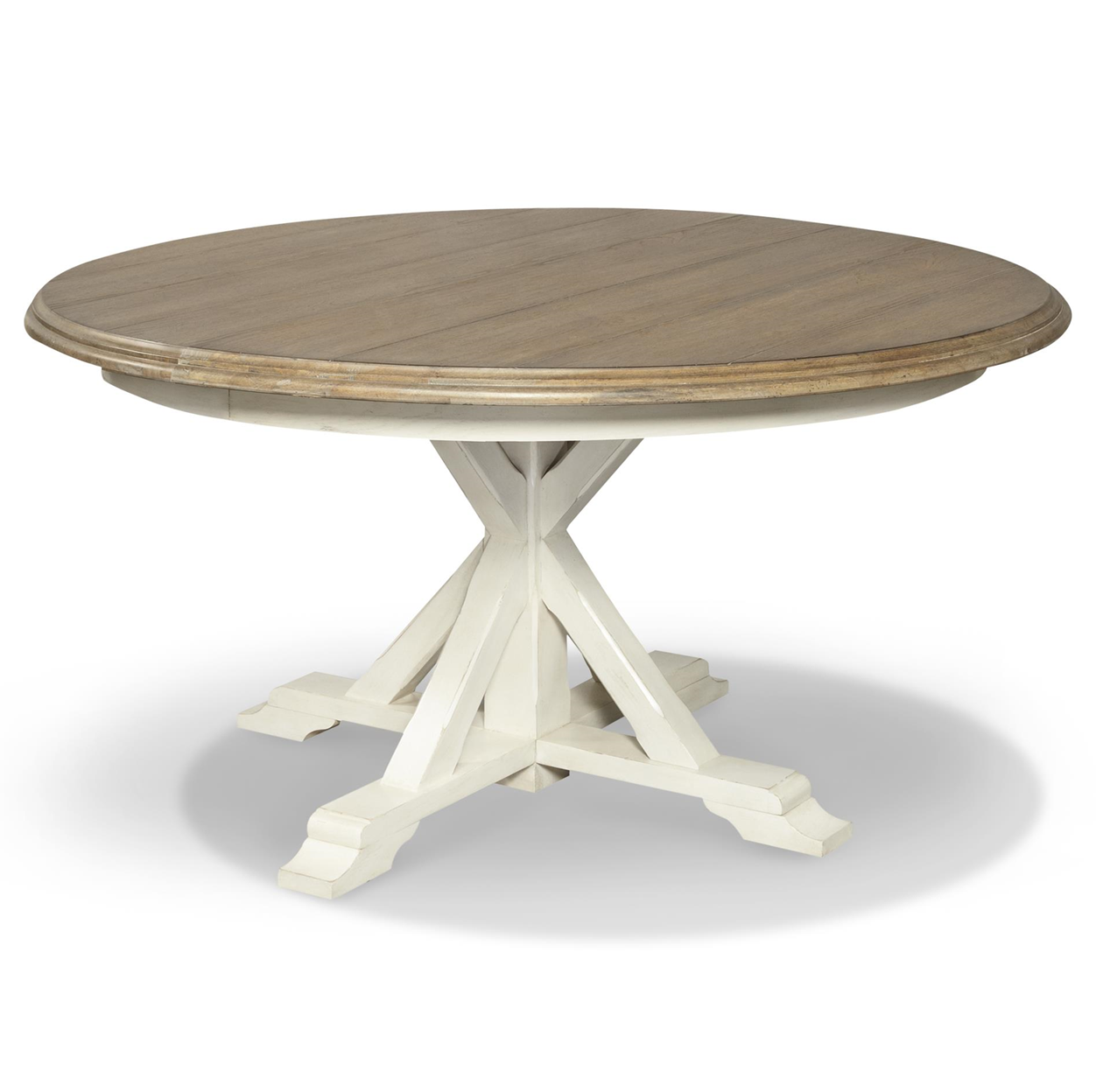 Coastal Beach White Oak Round Expandable Dining Table 54" | Zin Home