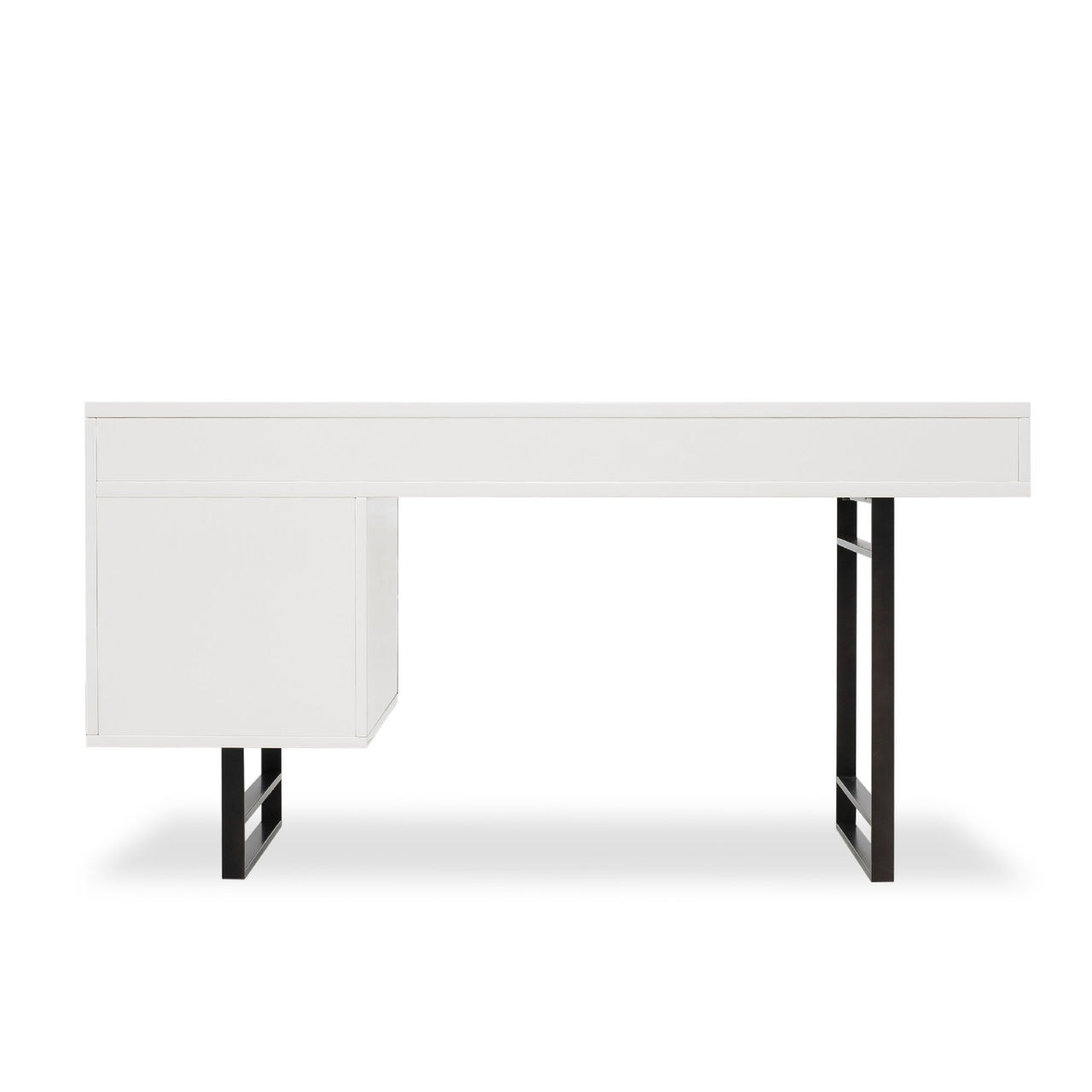 MidCentury Modern White Lacquer Tucker Desk Walnut Zin Home