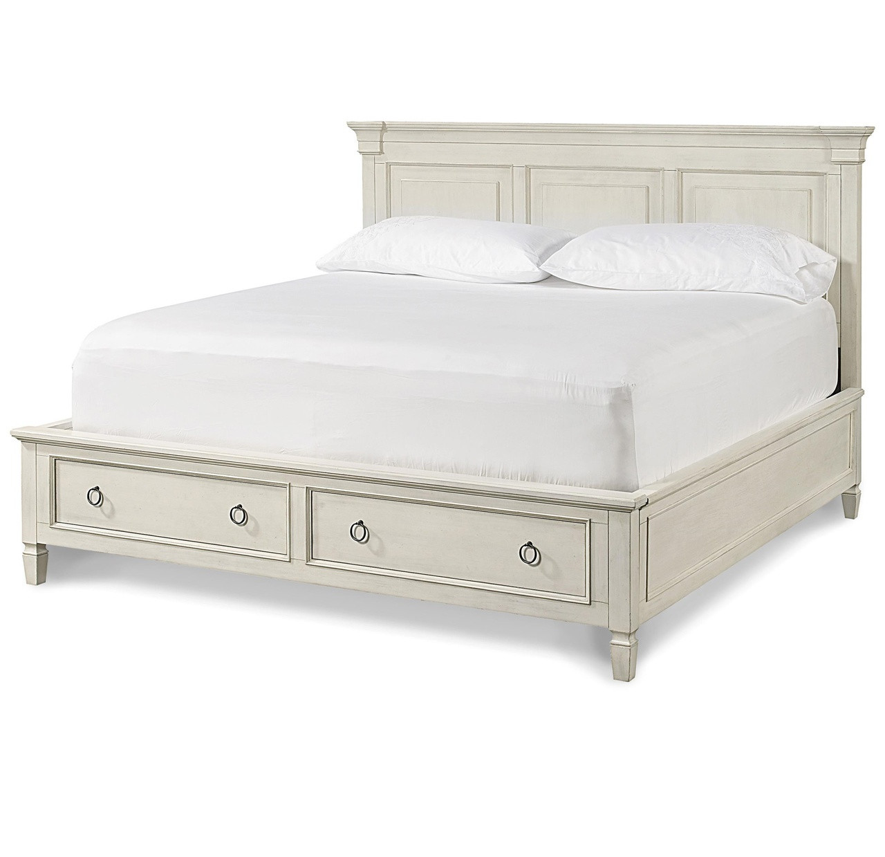 Country Chic Wood King Size White Storage Bed Zin Home