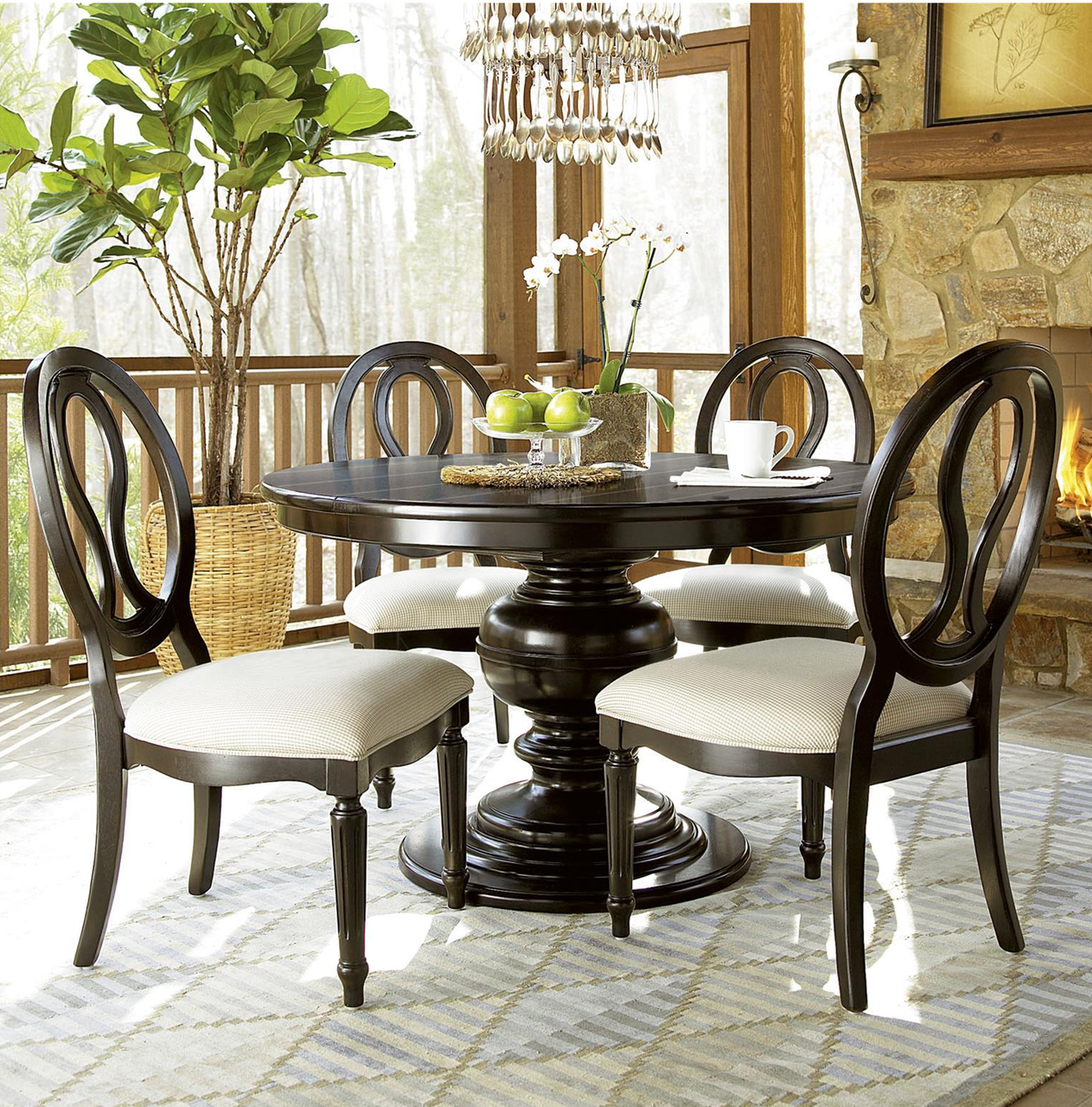 Country-Chic Black 5 Piece Round Dining Room Set | Zin Home